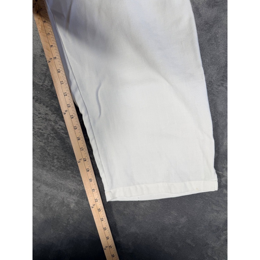 TravelSmith Womens L White Cropped Wide Leg Linen Blend Pants w/Drawstring Belt - Picture 5 of 6
